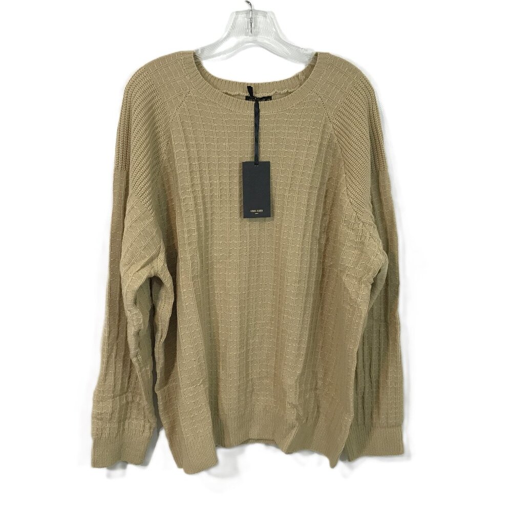 Men's Crewneck Pullover Sweater Textured Khaki Beige Tan Men Size 2XL, NEW